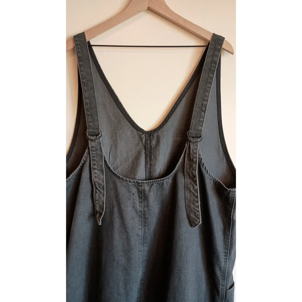 NWT Free People We The Free High Roller Overalls Mineral Black XXL Cotton